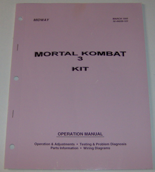 (image for) Midway Mortal Kombat 3 Kit Operation Manual - Click Image to Close